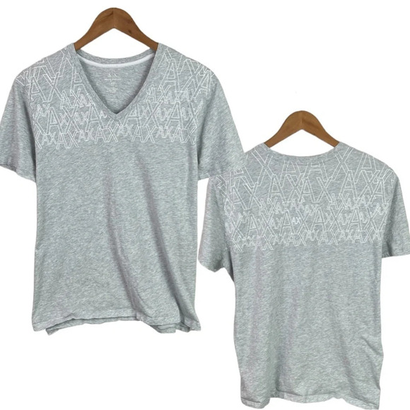 TS429 Mens AX Armani Exchange Designer V Neck Slim Fit Logo Shirt XL - Picture 1 of 6